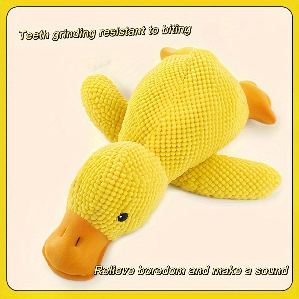 Dog Toy Plush Dog Toy Chew Resistant Toy Squeaky Dog Toy Duck Shaped Dog Toy - Yellow - Size large