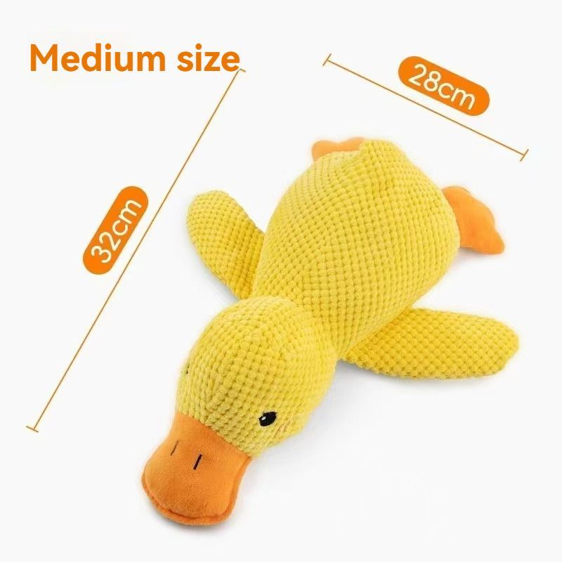 Dog Toy Plush Dog Toy Chew Resistant Toy Squeaky Dog Toy Duck Shaped Dog Toy - Yellow - Size Medium