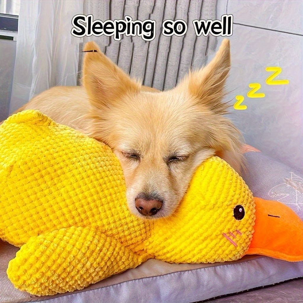 Dog Toy Plush Dog Toy Chew Resistant Toy Squeaky Dog Toy Duck Shaped Dog Toy - Yellow - Size Medium