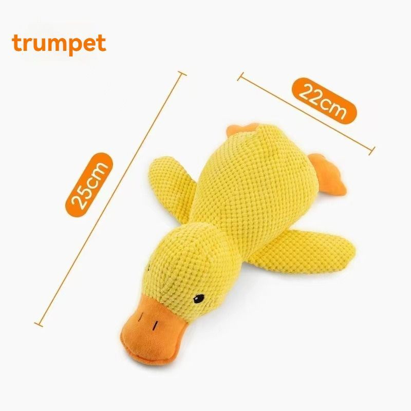 Dog Toy Plush Dog Toy Chew Resistant Toy Squeaky Dog Toy Duck Shaped Dog Toy - Yellow - Size trumpet