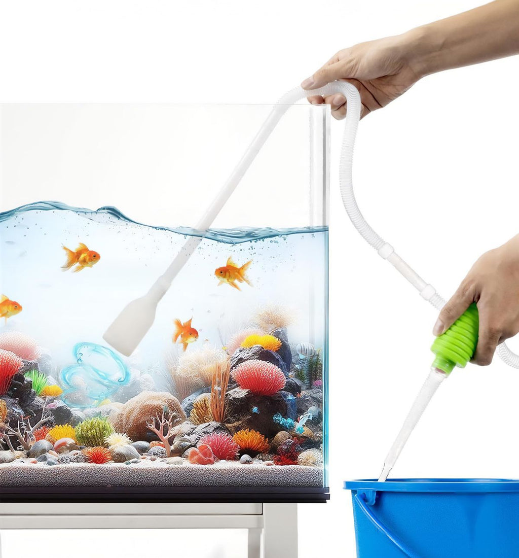 Aquarium Gravel Vacuum & Fish Tank Cleaner – Hand Siphon Hose for Water & Sand Changes, Turtle & Aquarium Cleaning Tool