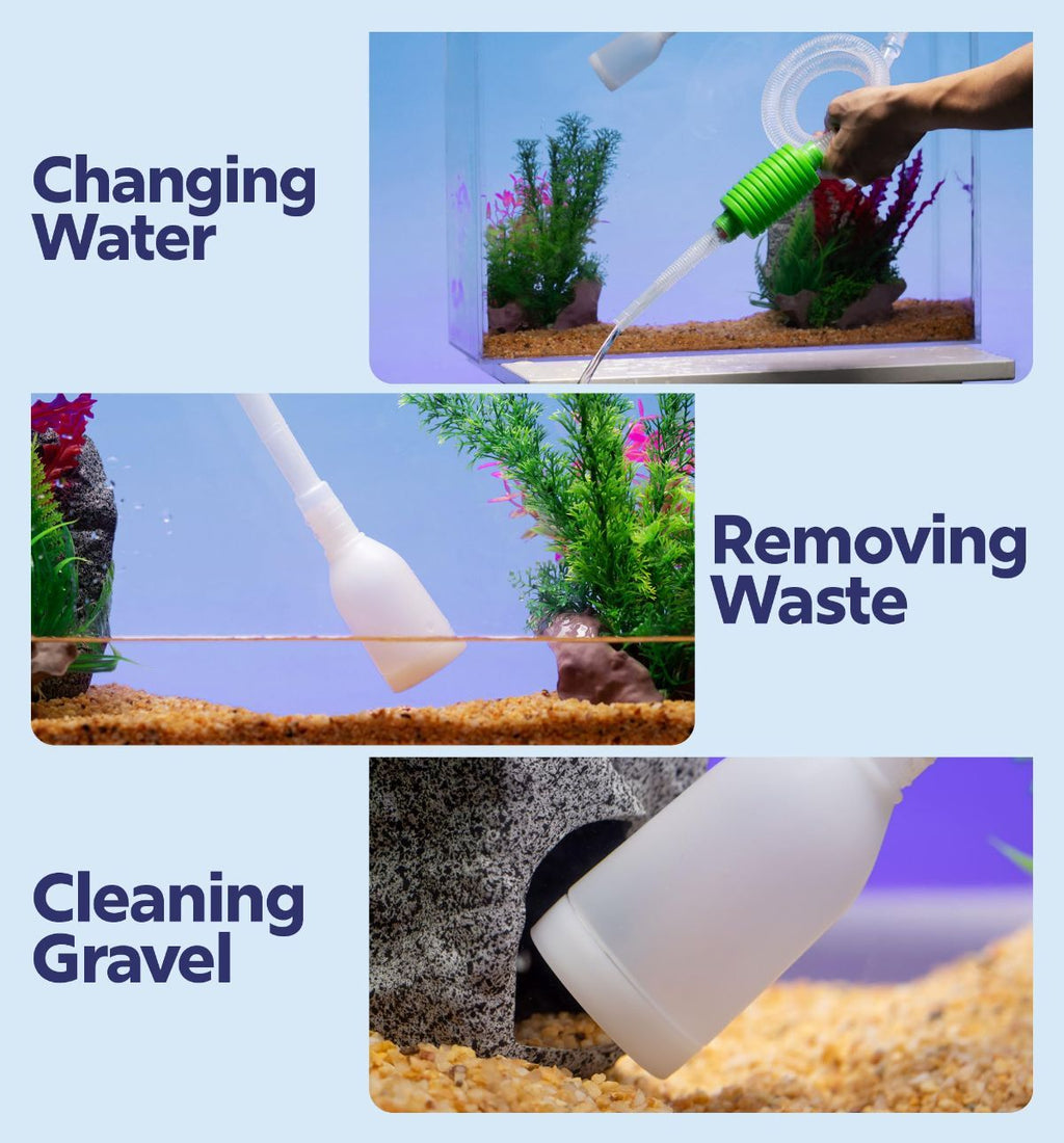 Aquarium Gravel Vacuum & Fish Tank Cleaner – Hand Siphon Hose for Water & Sand Changes, Turtle & Aquarium Cleaning Tool