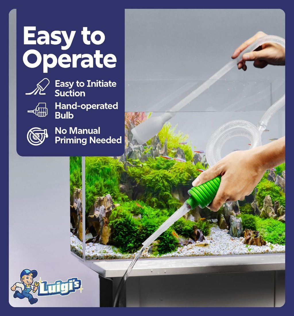 Aquarium Gravel Vacuum & Fish Tank Cleaner – Hand Siphon Hose for Water & Sand Changes, Turtle & Aquarium Cleaning Tool