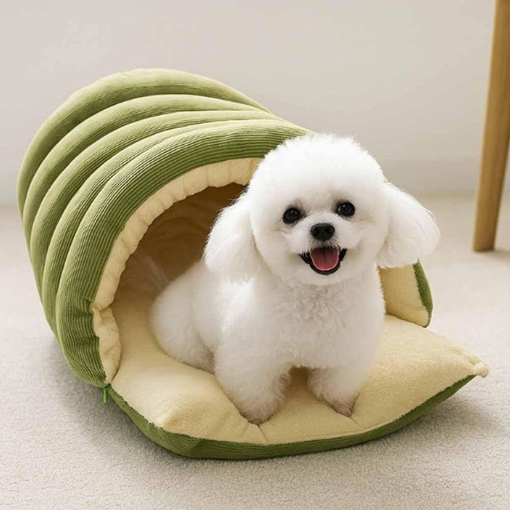 Cozy Monster Cat Cave Bed with Removable Cushion – Black, 30 x 28 x 20cm