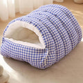Cozy Monster Cat Cave Bed with Removable Cushion – Blue, 30 x 28 x 20cm