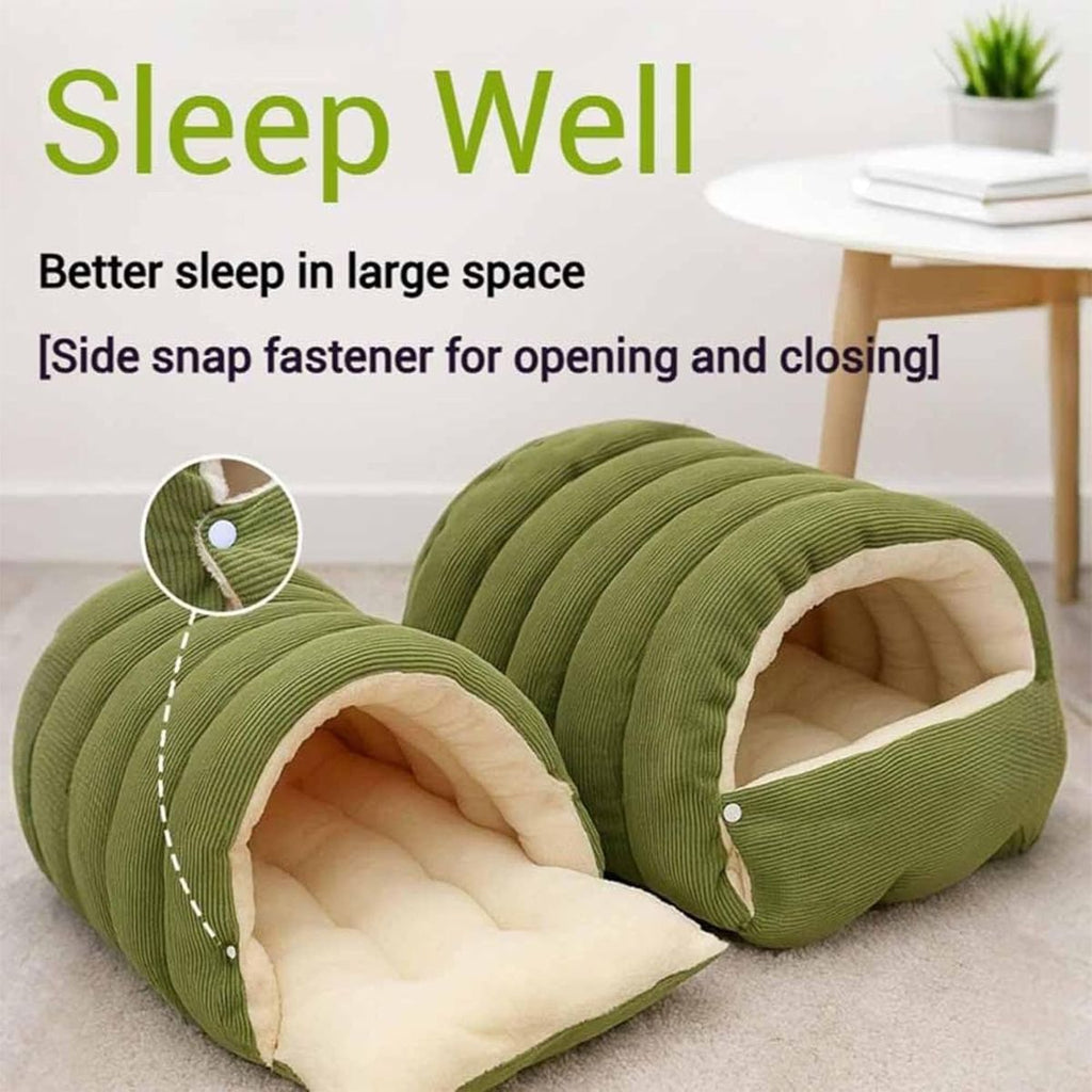 Cozy Monster Cat Cave Bed with Removable Cushion – Blue, 43 x 40 x 28cm