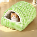Cozy Monster Cat Cave Bed with Removable Cushion – Green, 43 x 40 x 28cm