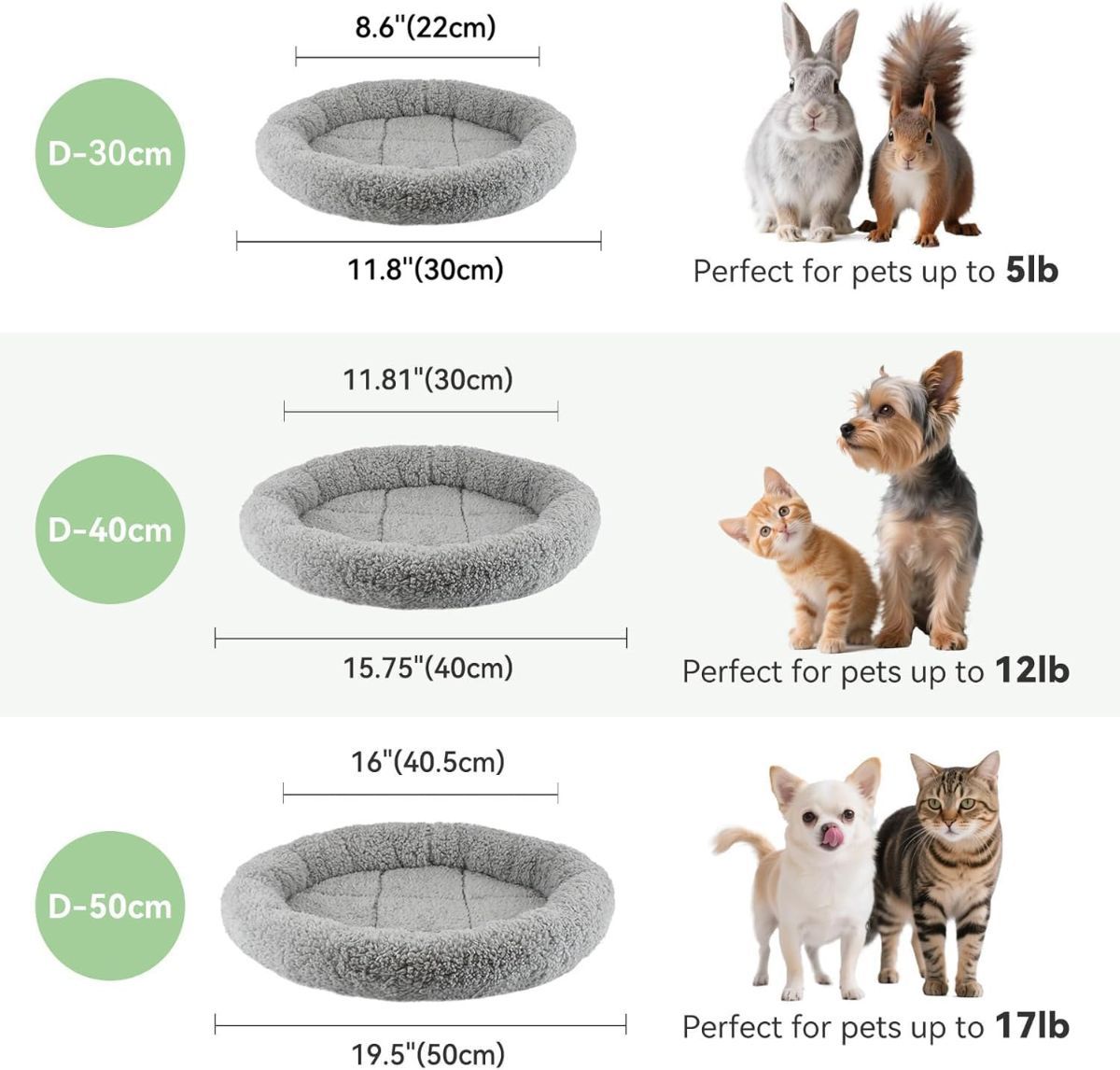 Cat Bed Plush Cat Bed Round Cat Bed Cat Furniture Cat Comfort Pet Supplies - Gray / 40cm