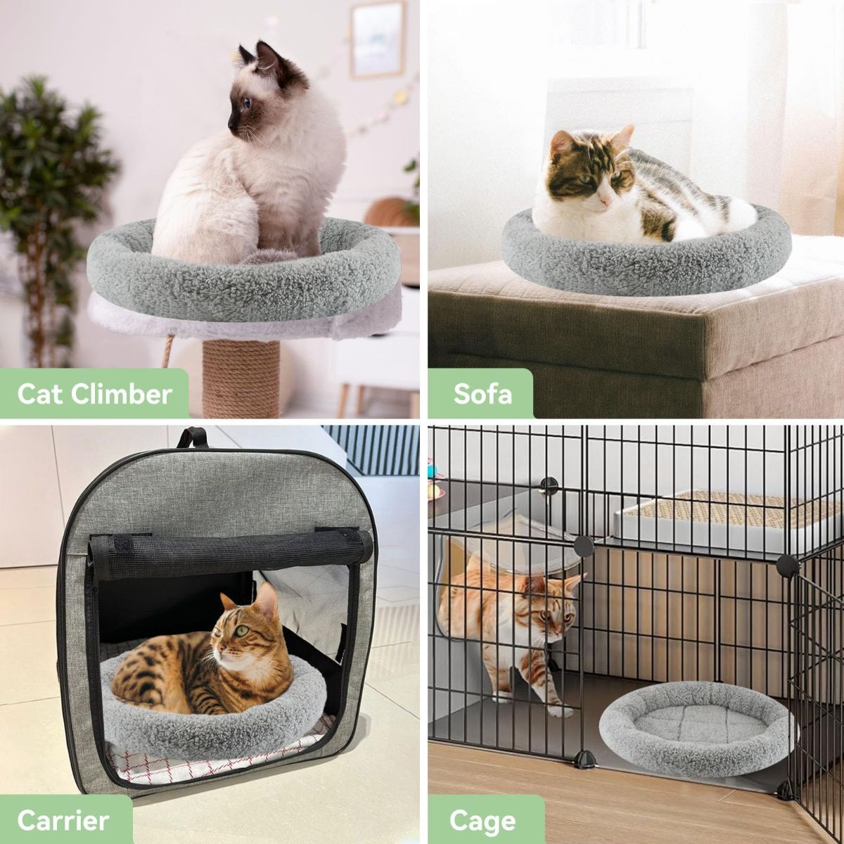 Cat Bed Plush Cat Bed Round Cat Bed Cat Furniture Cat Comfort Pet Supplies - Gray / 50cm