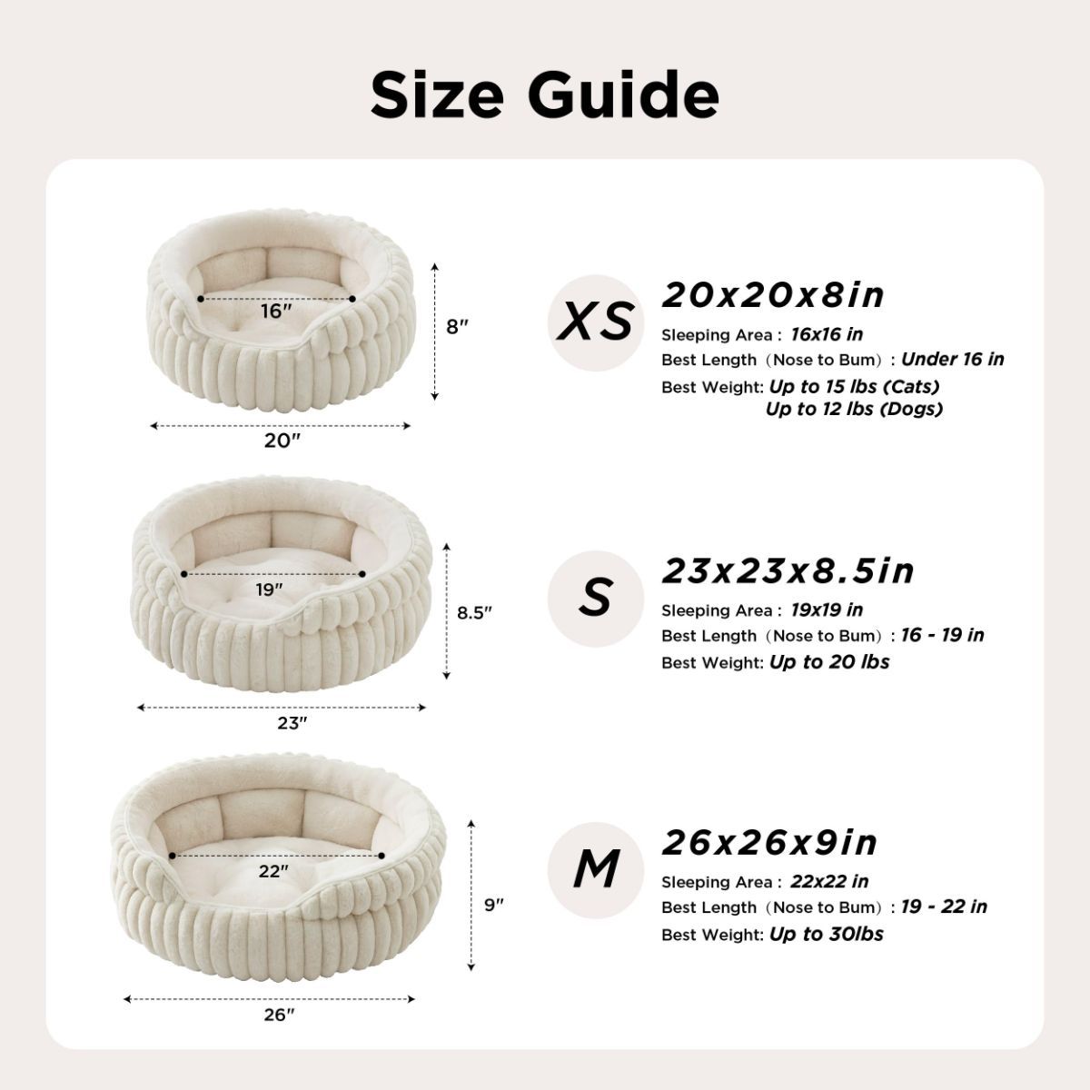 Cat Bed Plush Cat Bed Round Cat Bed Cat Furniture Cat Comfort Pet Supplies - Beige / 23in