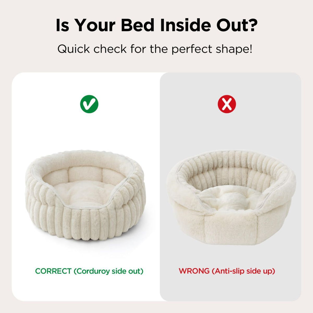 Cat Bed Fluffy Cat Bed Round Cat Bed Cat Furniture Cat Comfort Machine Washable - White - Size 20in