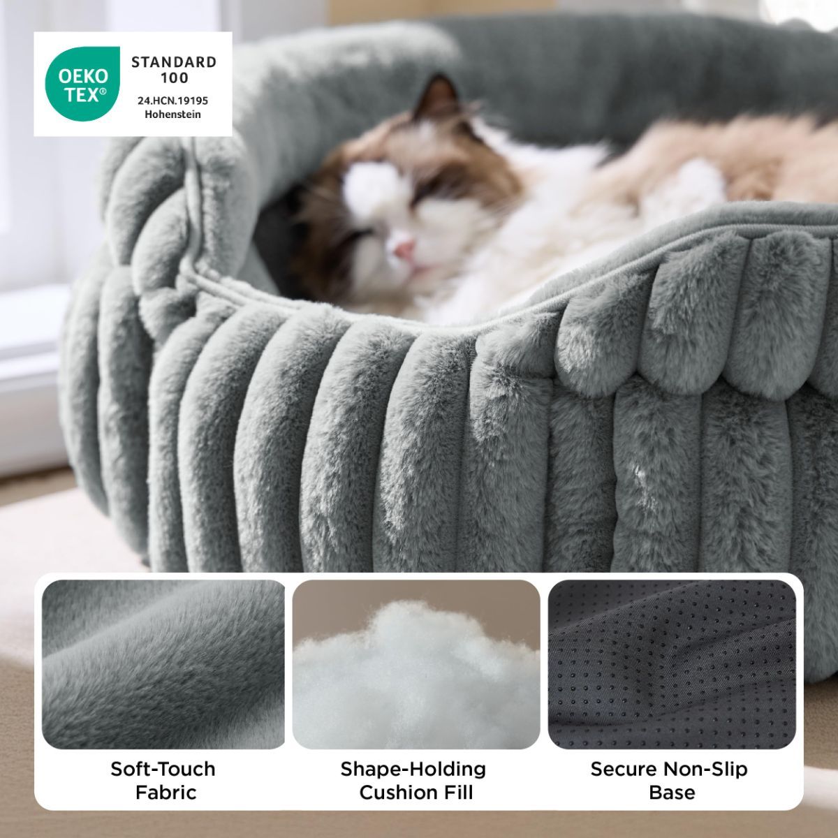 Cat Bed Plush Cat Bed Round Cat Bed Cat Furniture Cat Comfort High-Quality Cat - Navy / 23in