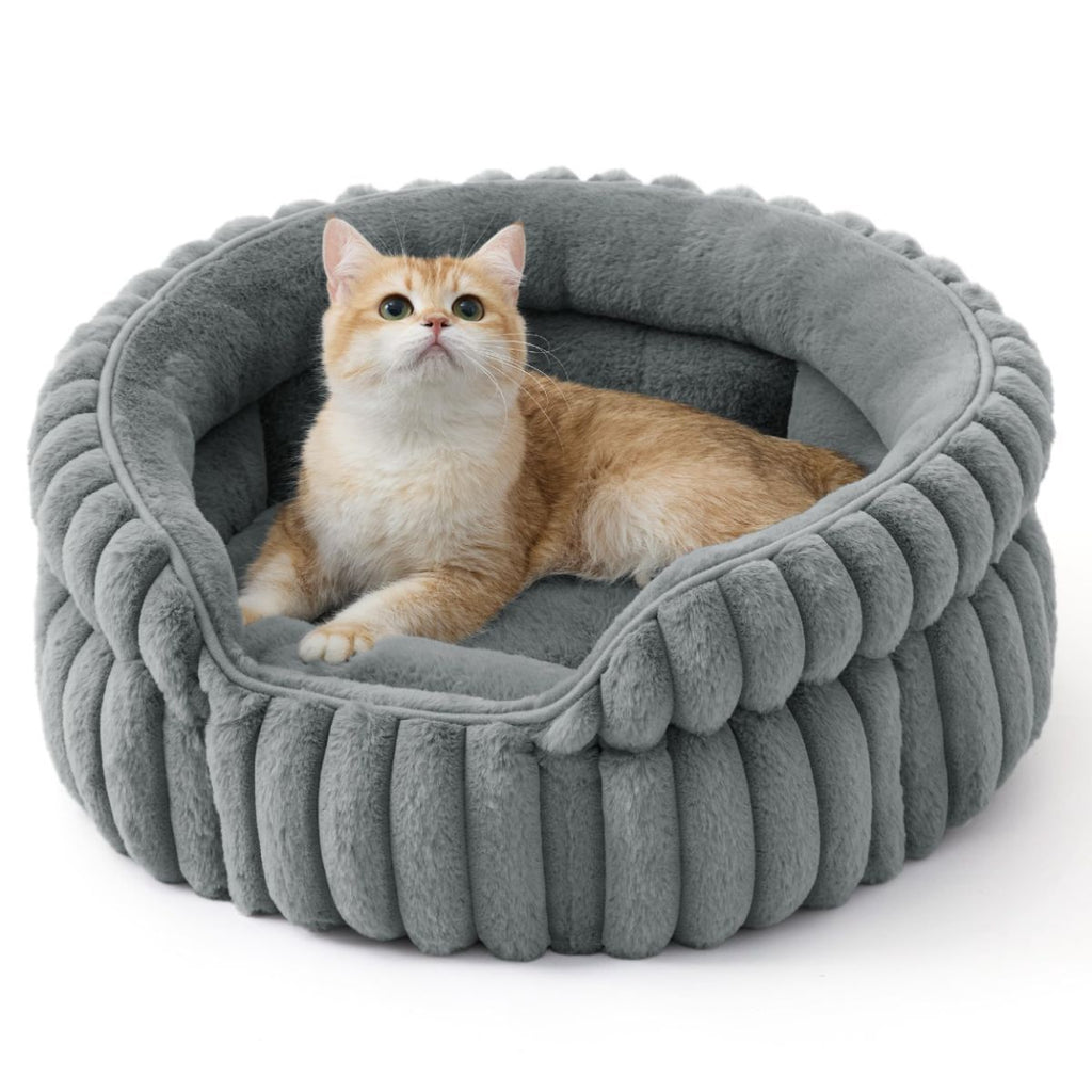 Cat Bed Plush Cat Bed Round Cat Bed Cat Furniture Cat Comfort High-Quality Cat - Navy / 26in