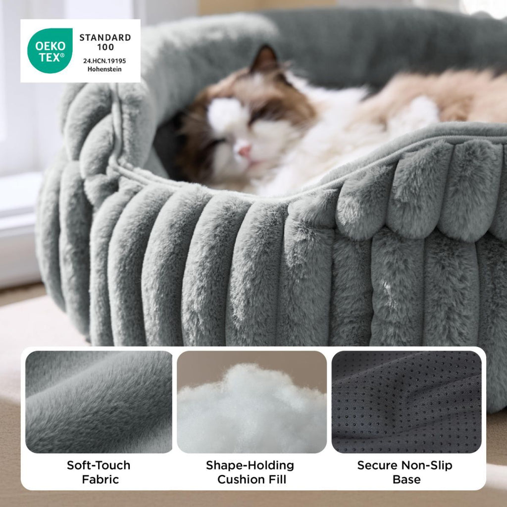 Cat Bed Plush Cat Bed Round Cat Bed Cat Furniture Cat Comfort High-Quality Cat - Navy / 26in