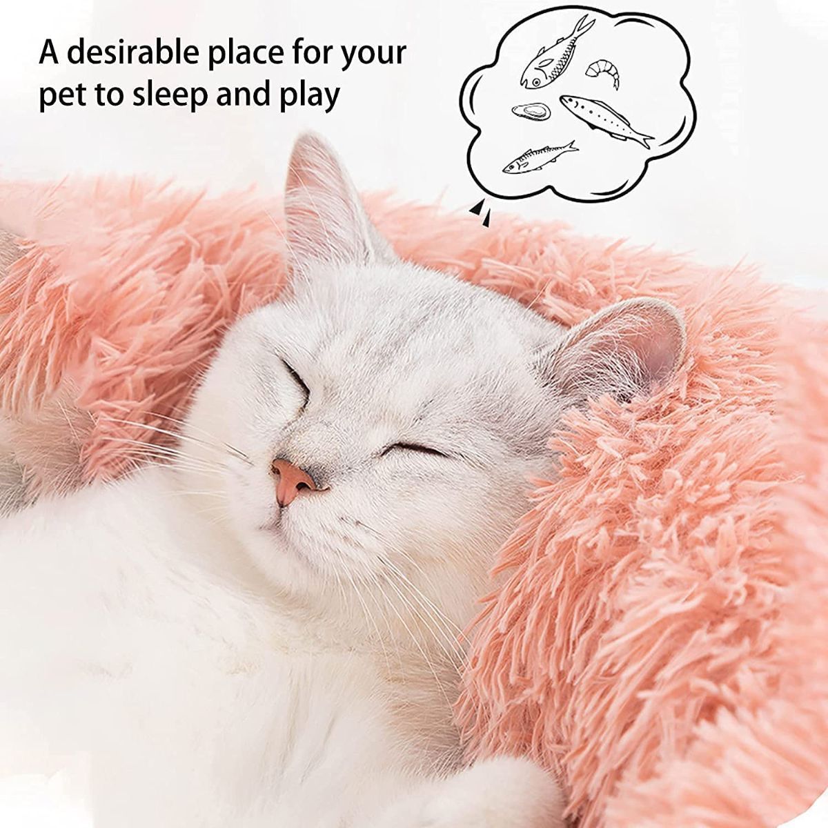 Cat Bed Fluffy Cat Bed Round Cat Bed Cat Furniture Cat Comfort Cat Sleeping Bed - Dark Brown / 20in