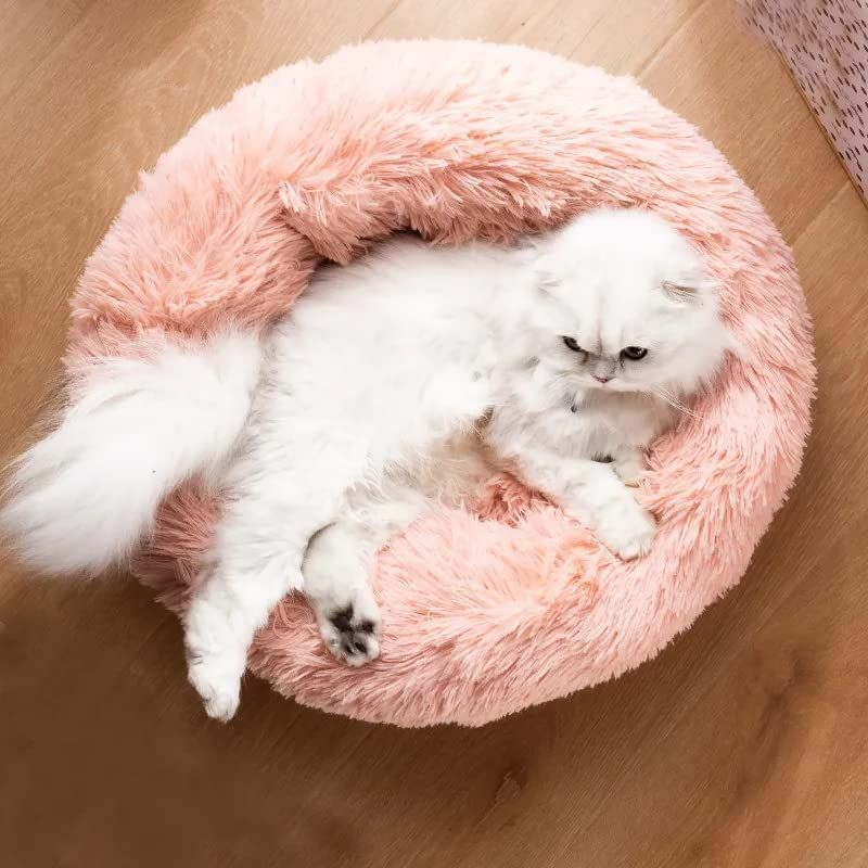 Cat Bed Fluffy Cat Bed Round Cat Bed Cat Furniture Cat Comfort Cat Sleeping Bed - Green / 20in