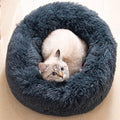 Cat Bed Fluffy Cat Bed Round Cat Bed Cat Furniture Cat Comfort Cat Sleeping Bed - Navy / 20in
