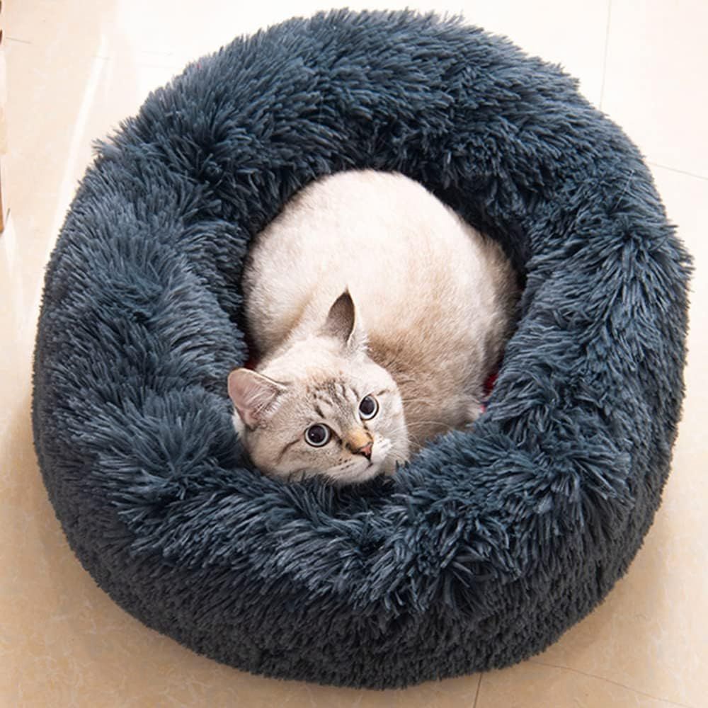 Cat Bed Fluffy Cat Bed Round Cat Bed Cat Furniture Cat Comfort Cat Sleeping Bed - Pink / 24in