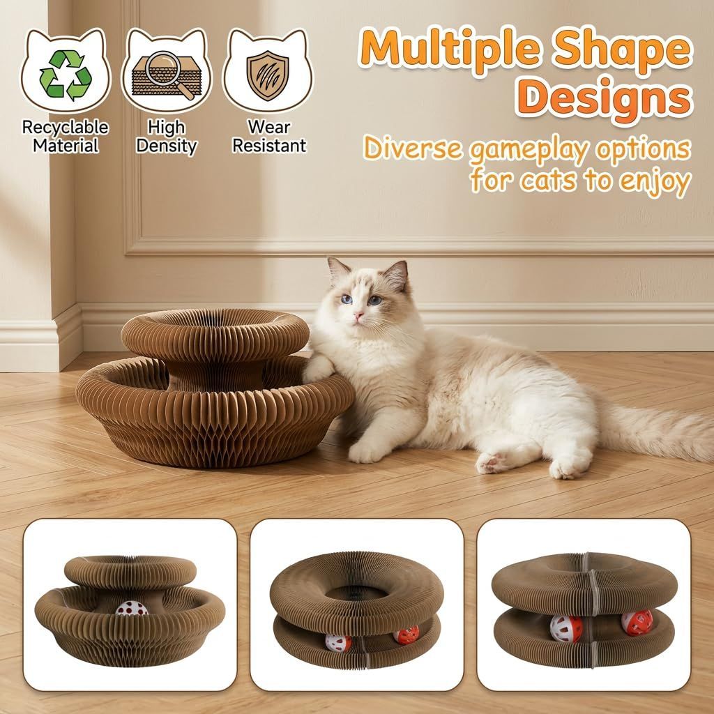 2-Pack Cat Toy Cat Scratching Board Collapsible Cat Toy Recyclable Cat Toy Interactive