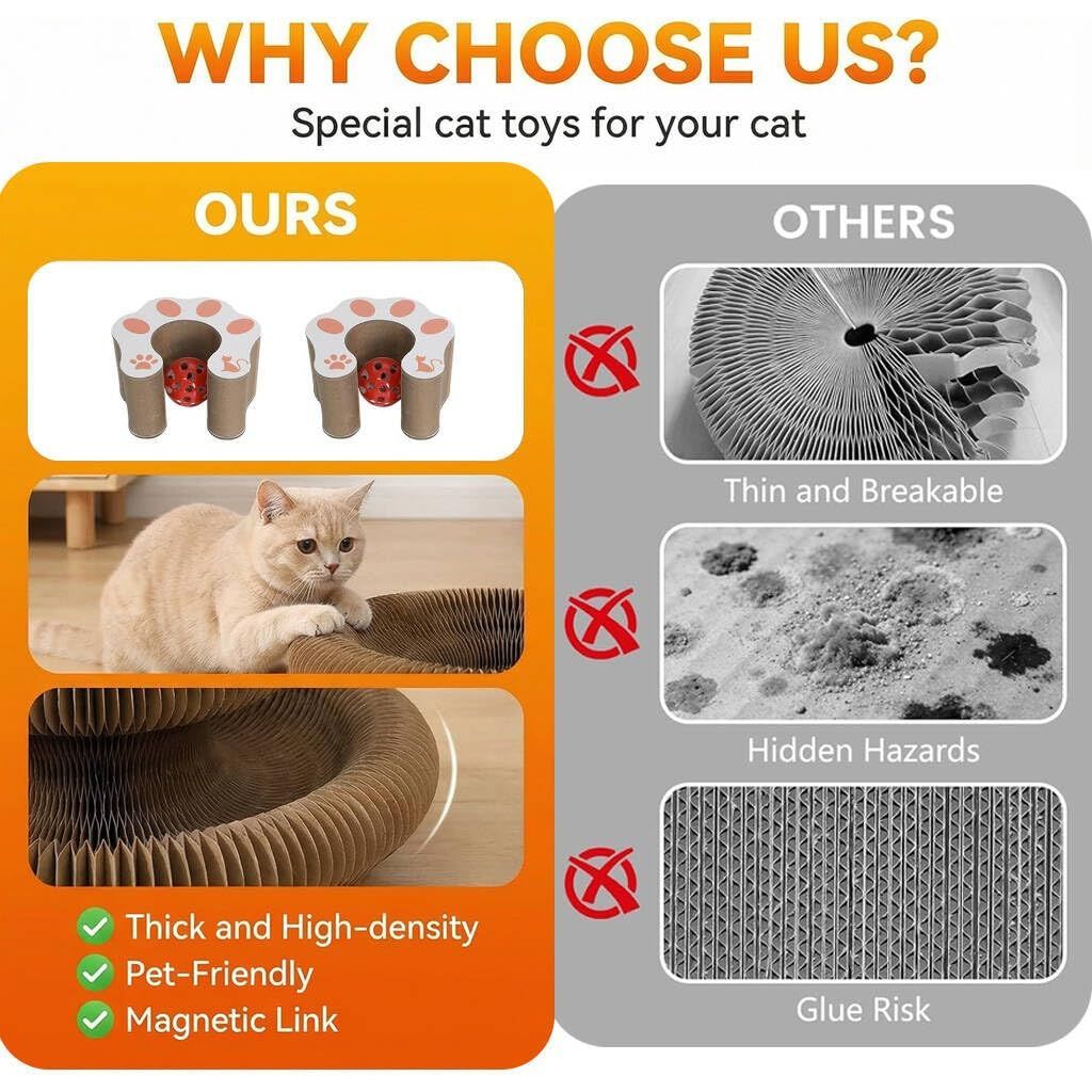 2-Pack Cat Toy Cat Scratching Board Collapsible Cat Toy Recyclable Cat Toy Interactive