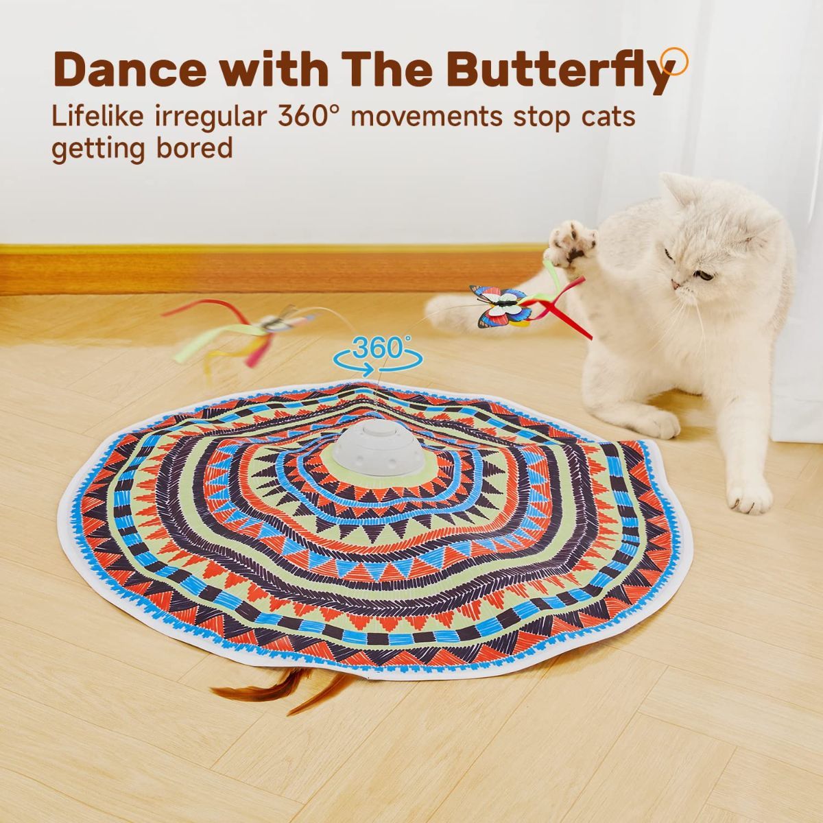 Cat Toy Interactive Spinning Cat Toy Butterfly Attachment Cat Toy Feather