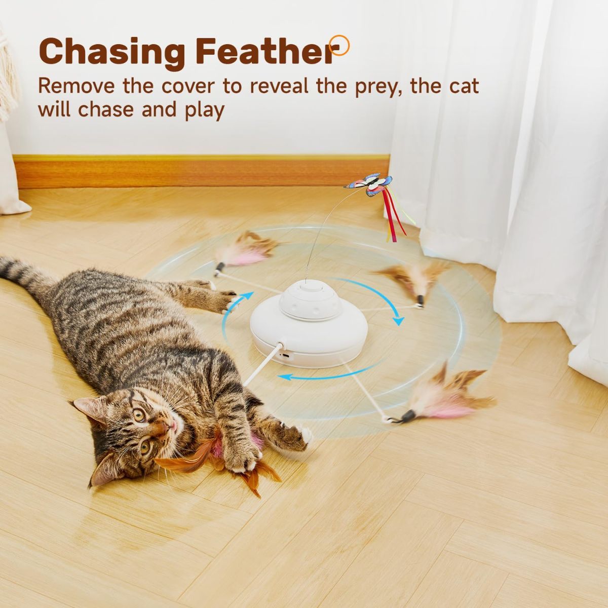 Cat Toy Interactive Spinning Cat Toy Butterfly Attachment Cat Toy Feather