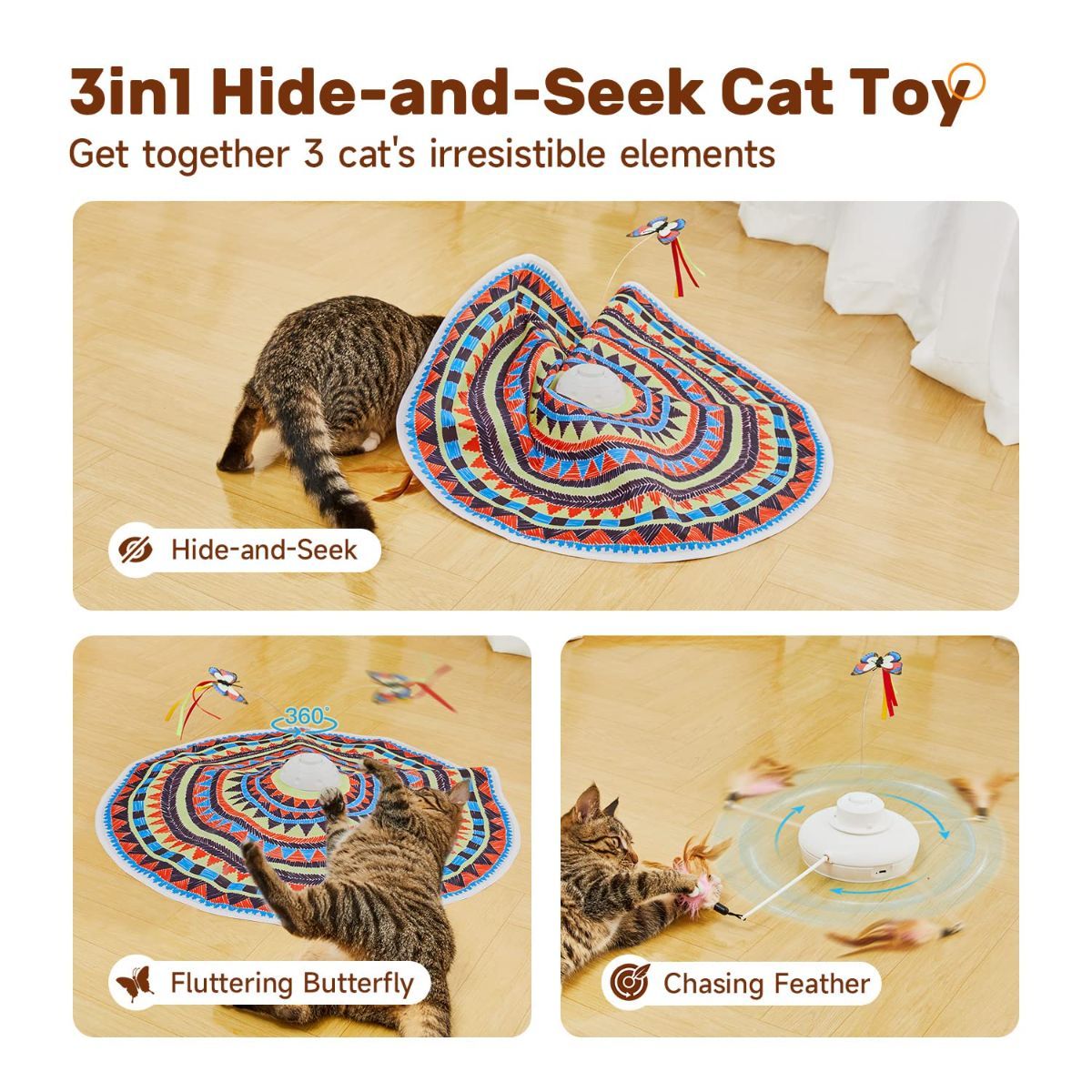 Cat Toy Interactive Spinning Cat Toy Butterfly Attachment Cat Toy Feather