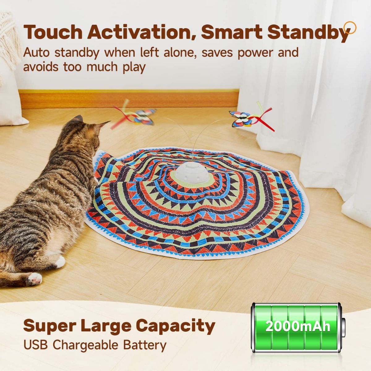 Cat Toy Interactive Spinning Cat Toy Butterfly Attachment Cat Toy Feather
