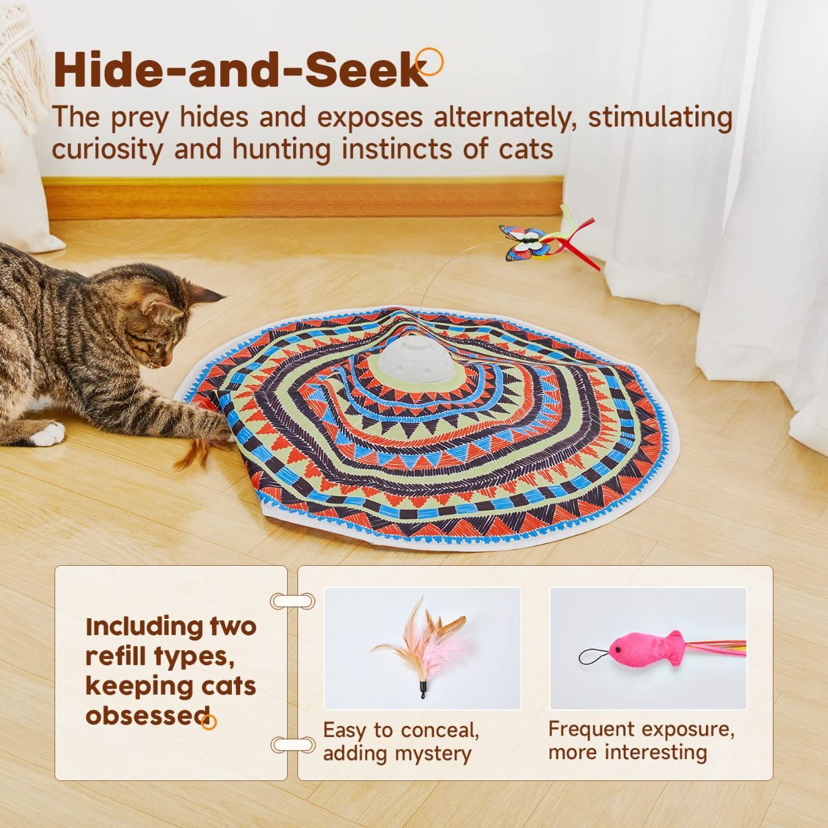 Cat Toy Interactive Spinning Cat Toy Butterfly Attachment Cat Toy Feather