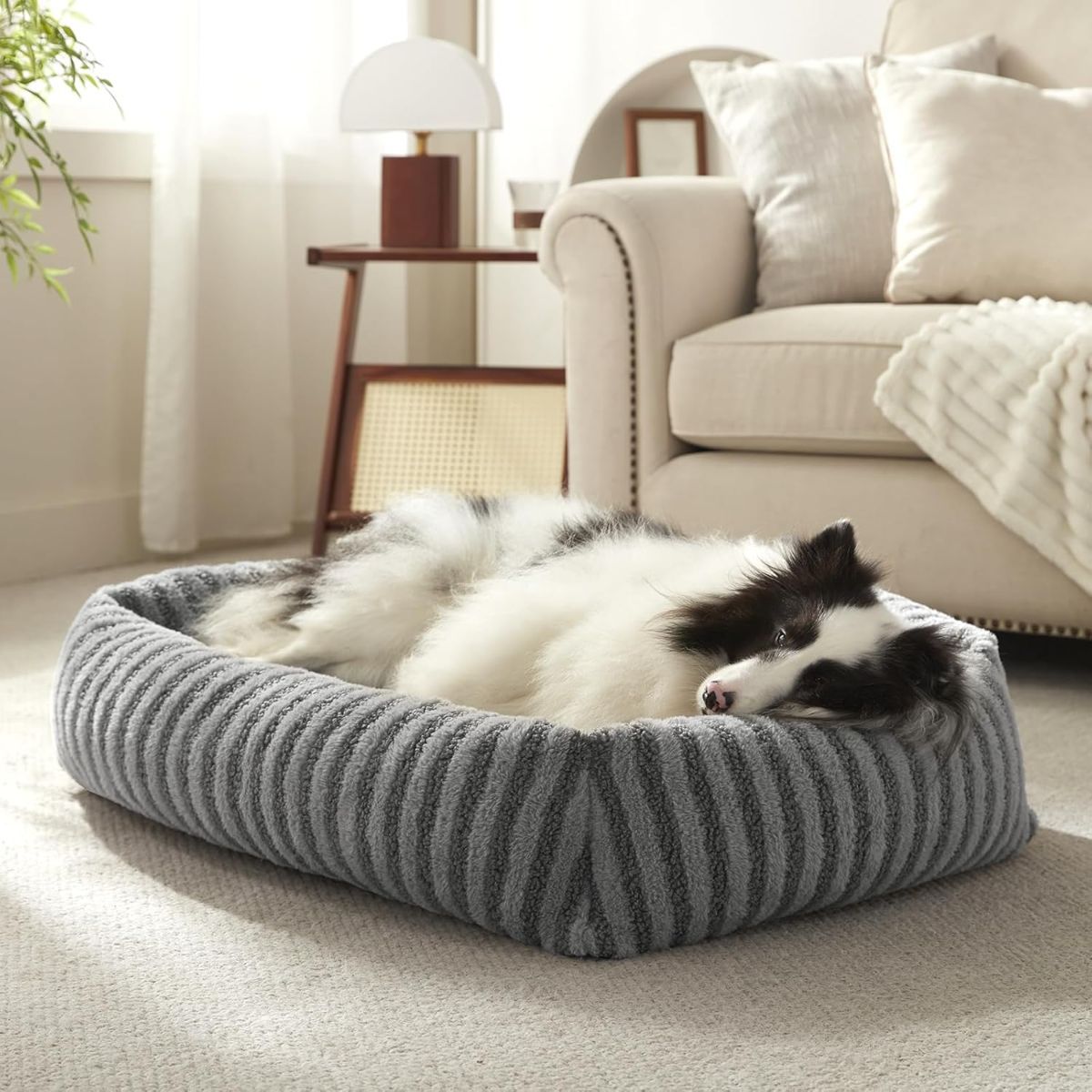 Dog Bed Soft Dog Bed Rabbit Velvet Dog Bed Teddy Fabric Dog Bed Cozy Dog Bed - Gray - Size 36in*27in