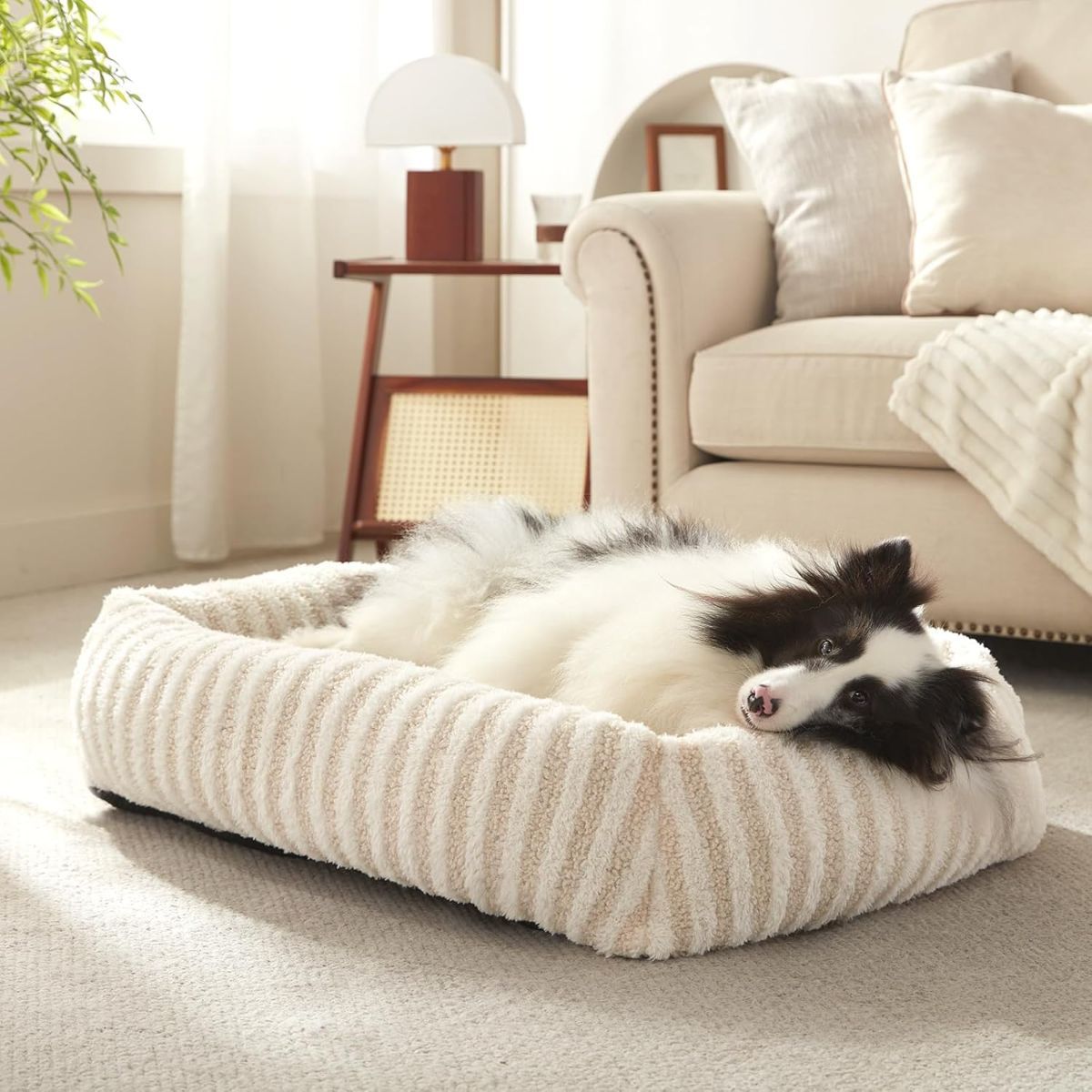 Dog Bed Soft Dog Bed Rabbit Velvet Dog Bed Teddy Fabric Dog Bed Cozy Dog Bed - White - Size 25in*21in
