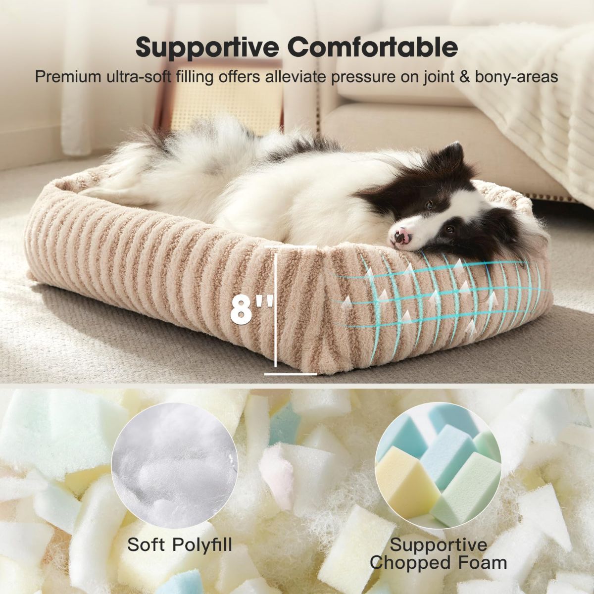 Dog Bed Soft Dog Bed Rabbit Velvet Dog Bed Teddy Fabric Dog Bed Cozy Dog Bed - White - Size 25in*21in