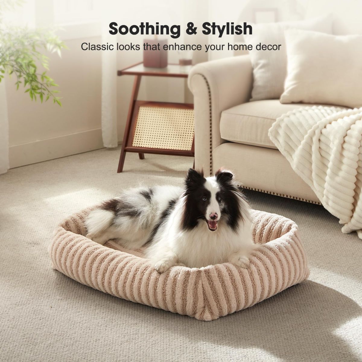 Dog Bed Soft Dog Bed Rabbit Velvet Dog Bed Teddy Fabric Dog Bed Cozy Dog Bed - White - Size 25in*21in