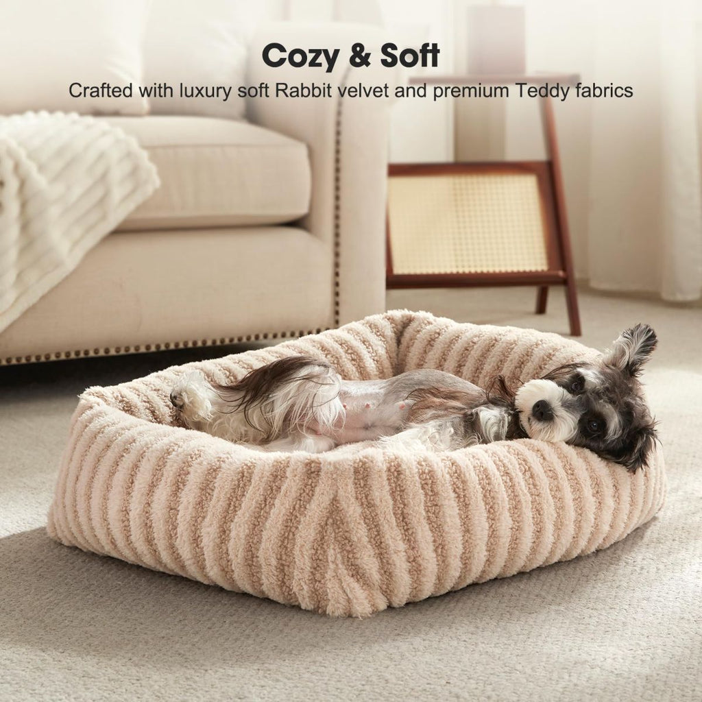 Dog Bed Soft Dog Bed Rabbit Velvet Dog Bed Teddy Fabric Dog Bed Cozy Dog Bed - White - Size 25in*21in