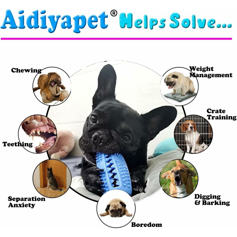 Dog Chew Toy, Educational Dog Toy, Heavy Duty Rubber, Blue - Biting, Chasing And Fetching Toy - For Medium Dogs And