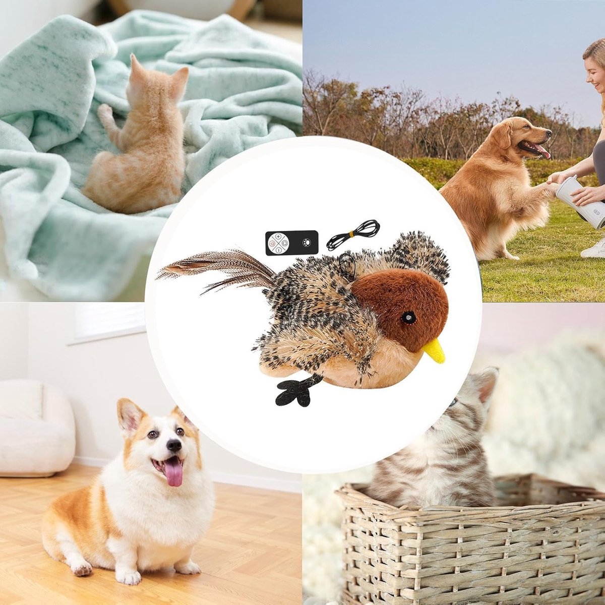 Rechargeable Flappy Bird Cat Toy with Catnip & Sound – Interactive Plush Electric Toy for Indoor Cats & Kittens