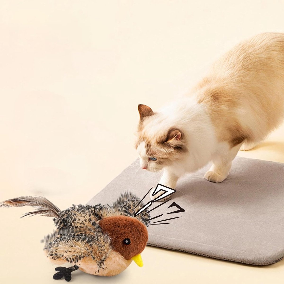 Rechargeable Flappy Bird Cat Toy with Catnip & Sound – Interactive Plush Electric Toy for Indoor Cats & Kittens