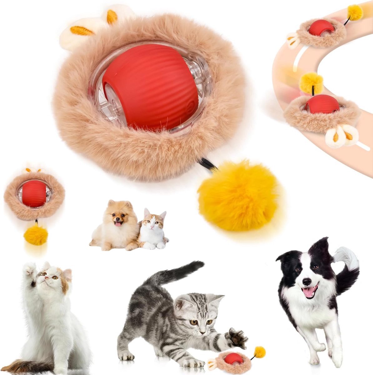 Electric Cat Ball Toy – Automatic Rolling Smart Interactive Cat Play Ball for Indoor Cats, Fast Rolling on Carpet