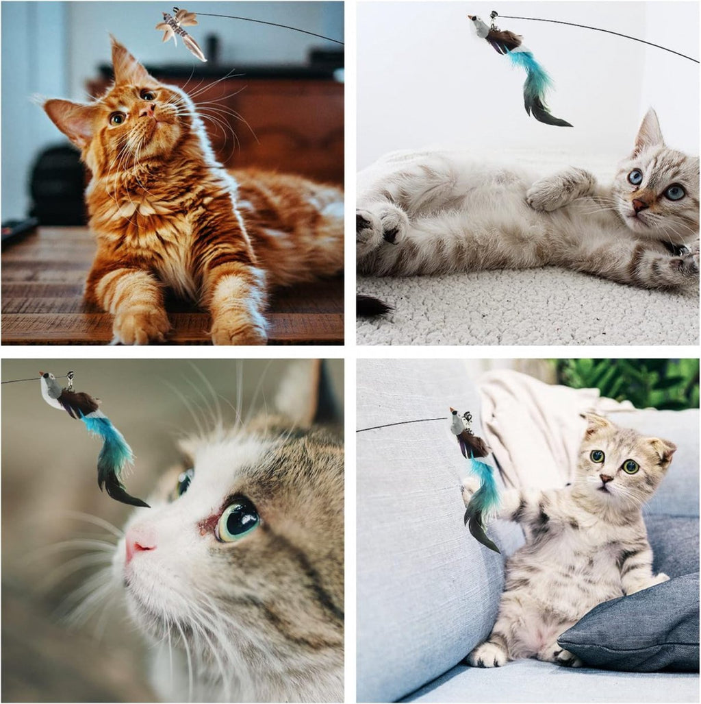 Interactive Cat Fishing Rod Toy with Suction Cup Base & 2 Extra Spring Heads – Self-Play Exercise Toy for Indoor Cats