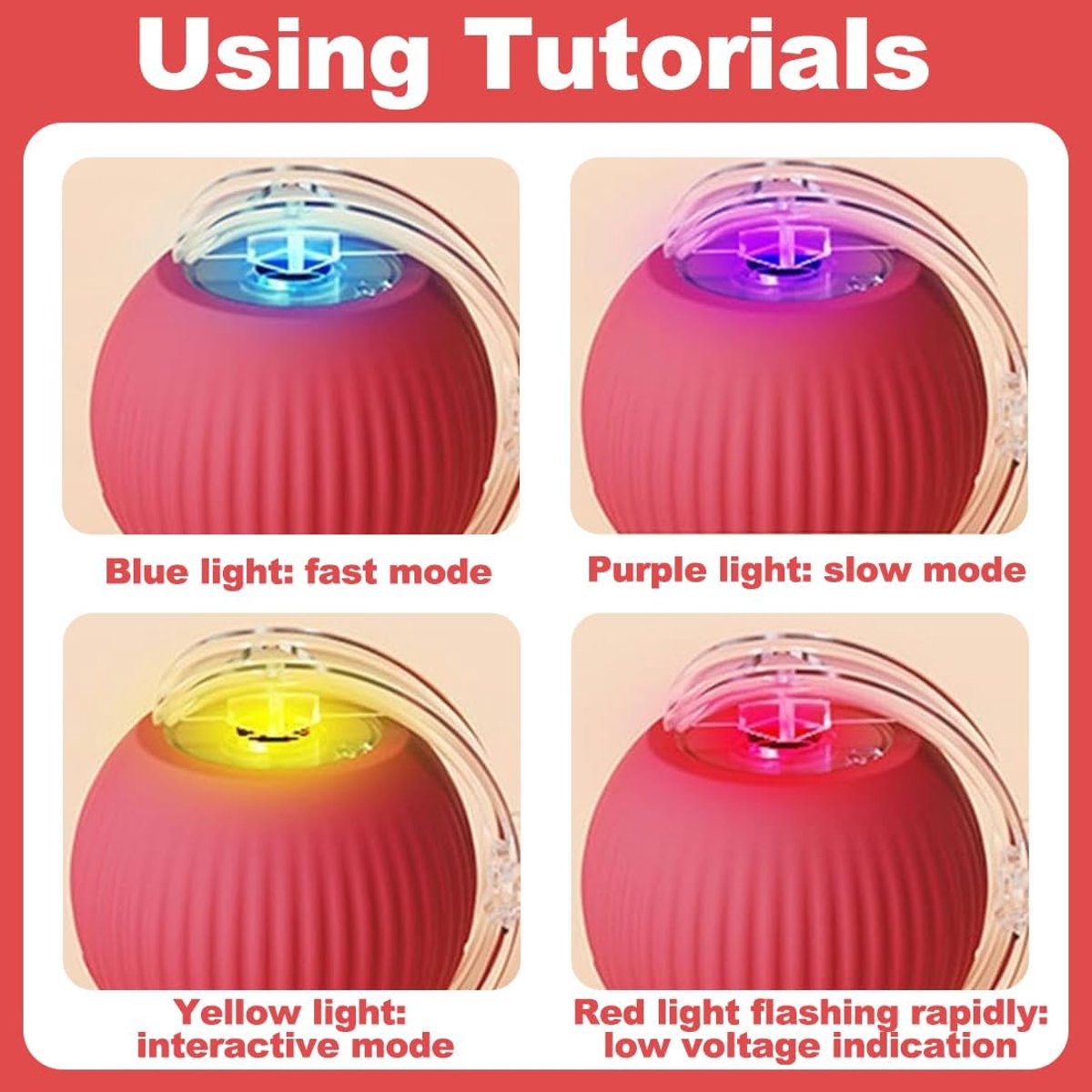 Electric Cat Ball Toy – Rechargeable Automatic Rolling Smart Ball, Interactive Cat Toy for Indoor Cats – Red