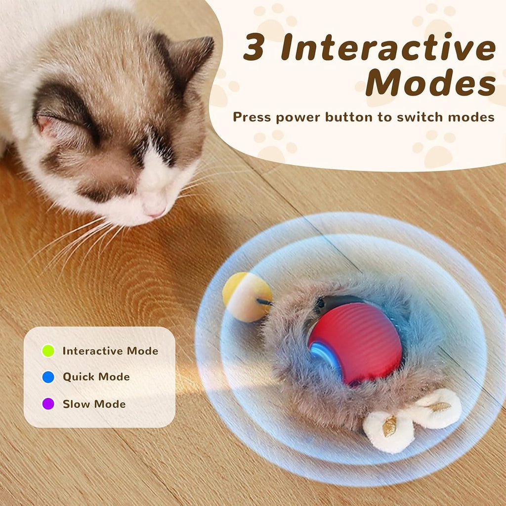 Interactive Electric Cat Ball Toy – Automatic Moving & Rolling Smart Ball for Indoor Cats, Self-Play & Exercise