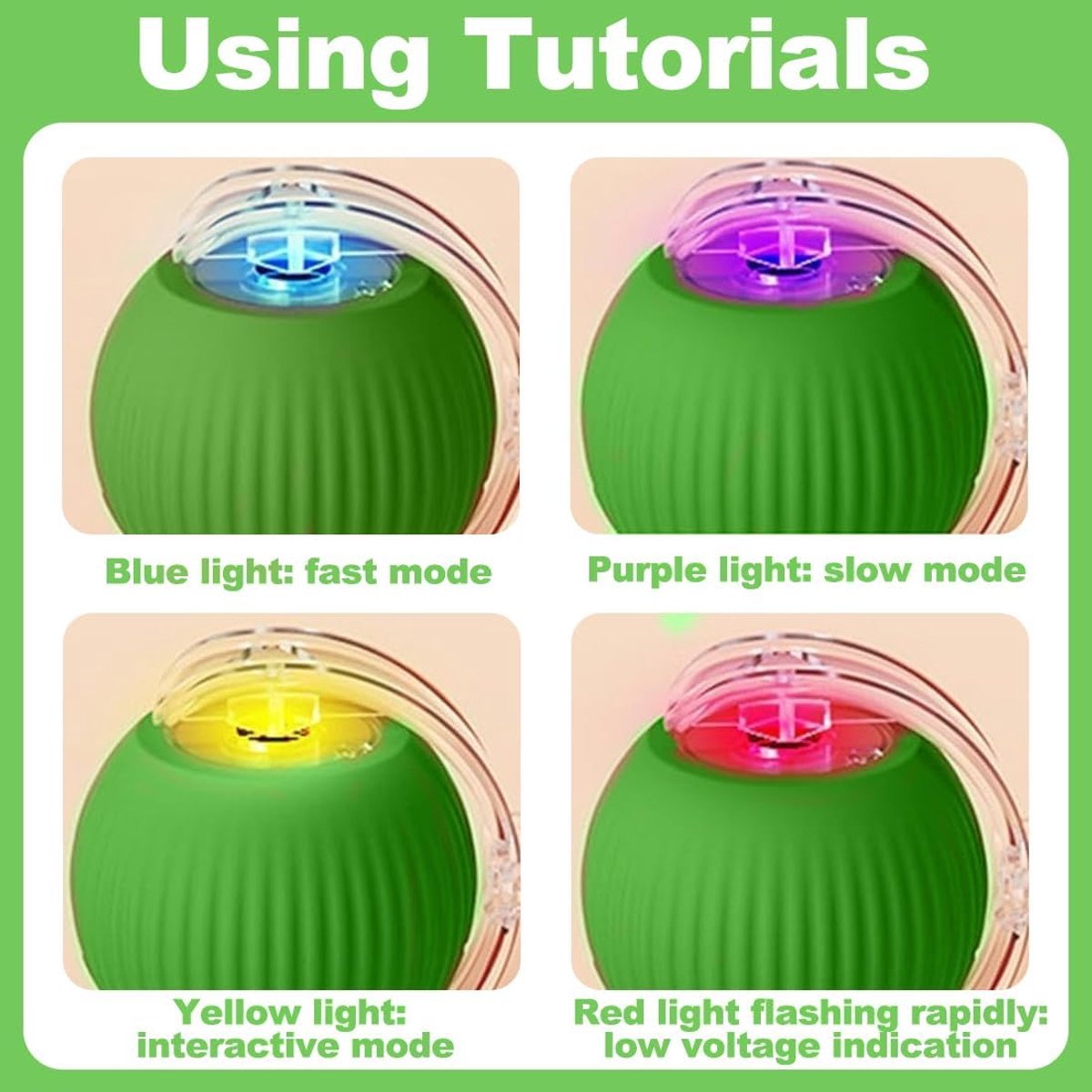 Electric Cat Ball Toy – Rechargeable Automatic Rolling Smart Ball, Interactive Cat Toy for Indoor Cats – Green