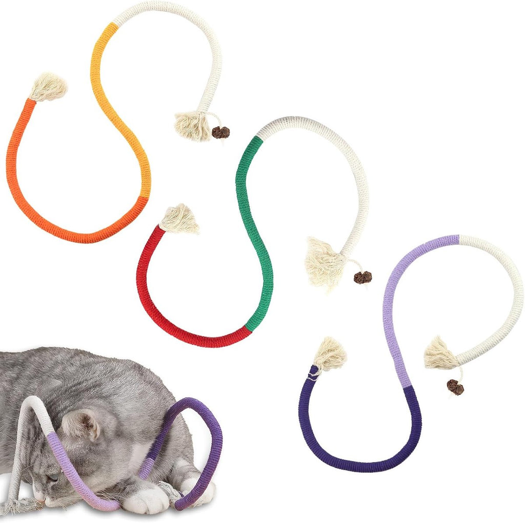 3-Piece Cotton Cat Chew Rope Toys – Soft Interactive Teething & Dental Care Toys for Adult Cats & Kittens, 70cm