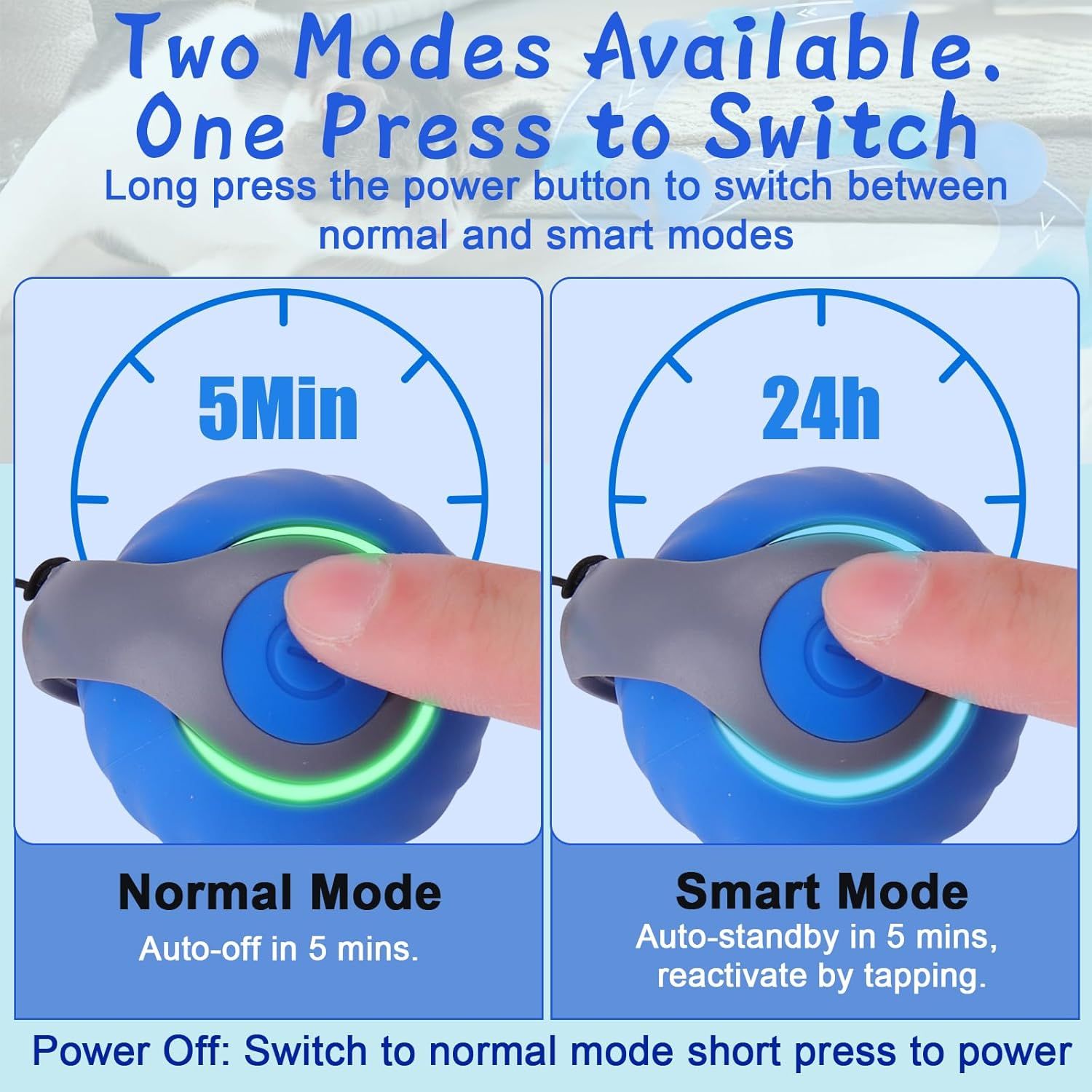 Interactive Cat Toy Ball - Automatic Interactive Cat Toys for Indoor Cats with 3 Tails, 2 Speeds Rechargeable Cat Enrichment Toys for, Blue