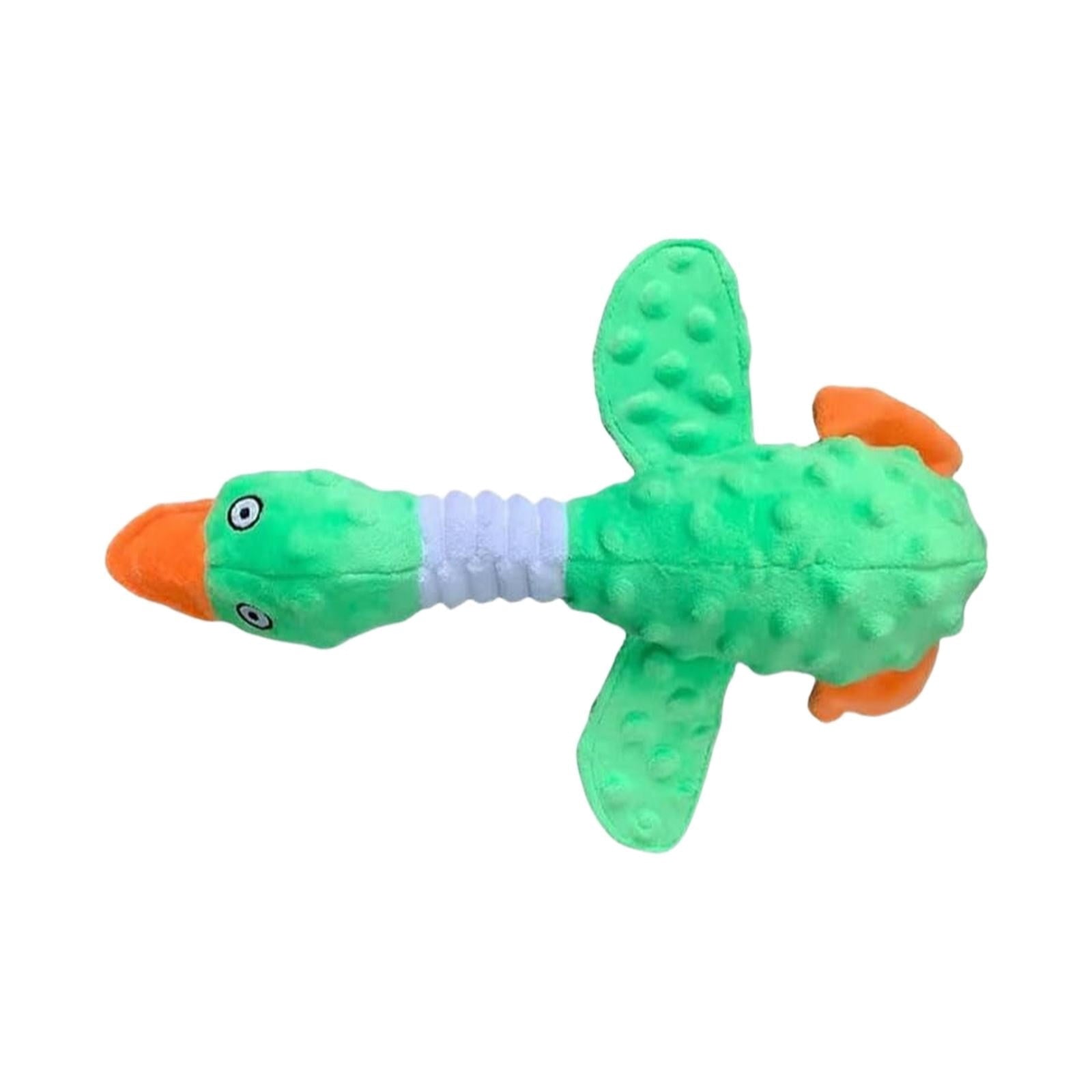 Pink Duck Plush Dog Chew Toy with Squeaker – Durable Calming Toy for Aggressive Chewers & Boredom Relief – Pink & Green