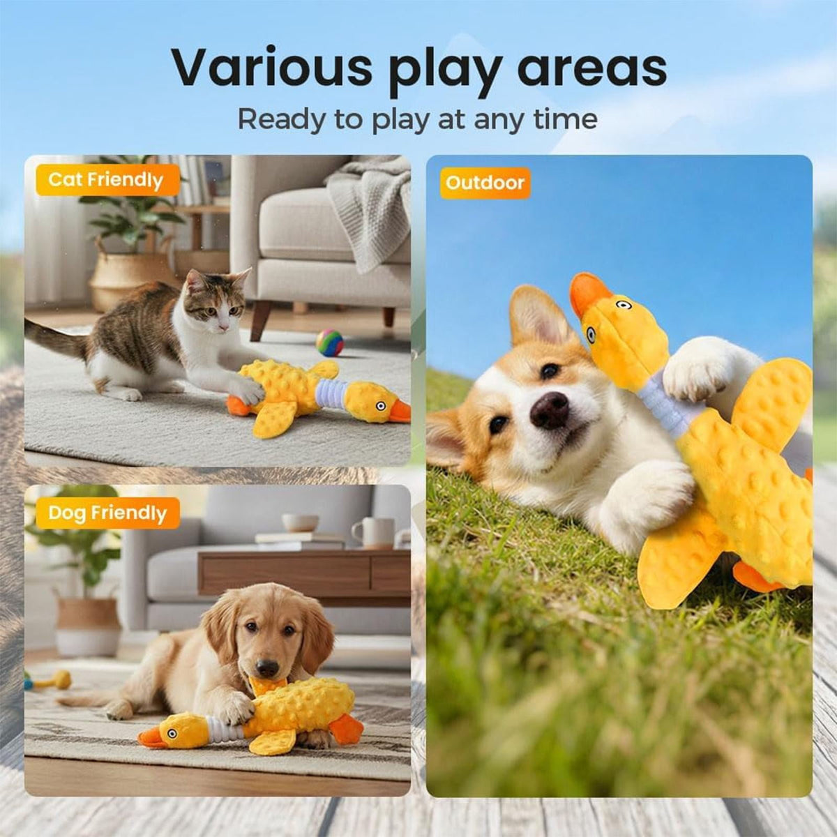 Pink Duck Plush Dog Chew Toy with Squeaker – Durable Calming Toy for Aggressive Chewers & Boredom Relief – Pink & Green
