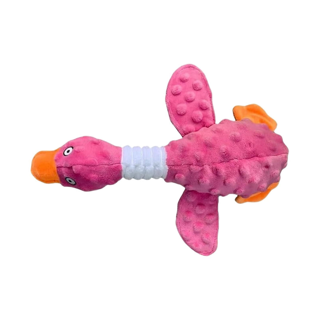 Pink Duck Plush Dog Chew Toy with Squeaker – Durable Calming Toy for Aggressive Chewers & Boredom Relief – Pink