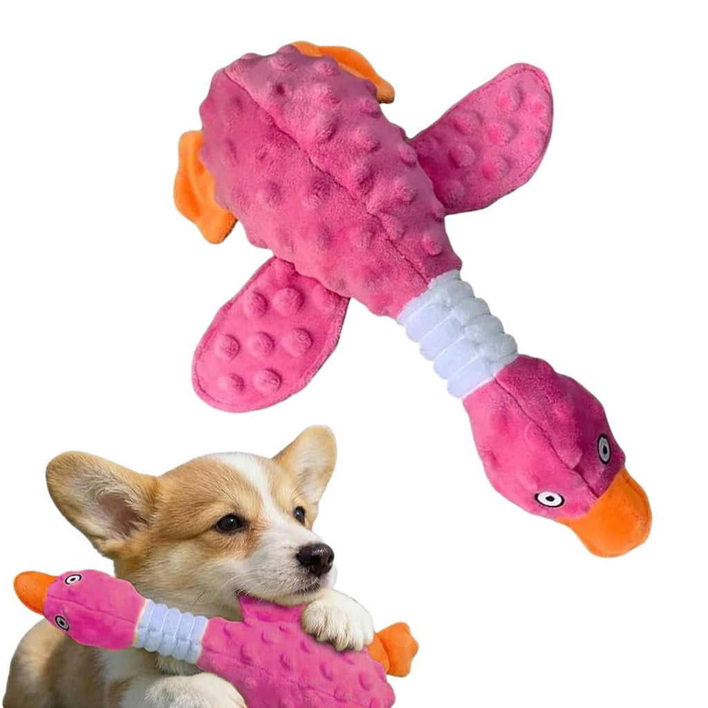 Pink Duck Plush Dog Chew Toy with Squeaker – Durable Calming Toy for Aggressive Chewers & Boredom Relief – Pink