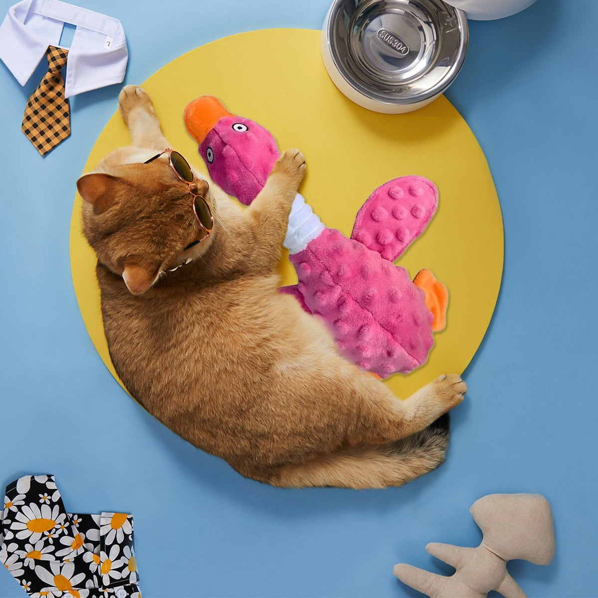Pink Duck Plush Dog Chew Toy with Squeaker – Durable Calming Toy for Aggressive Chewers & Boredom Relief – Pink
