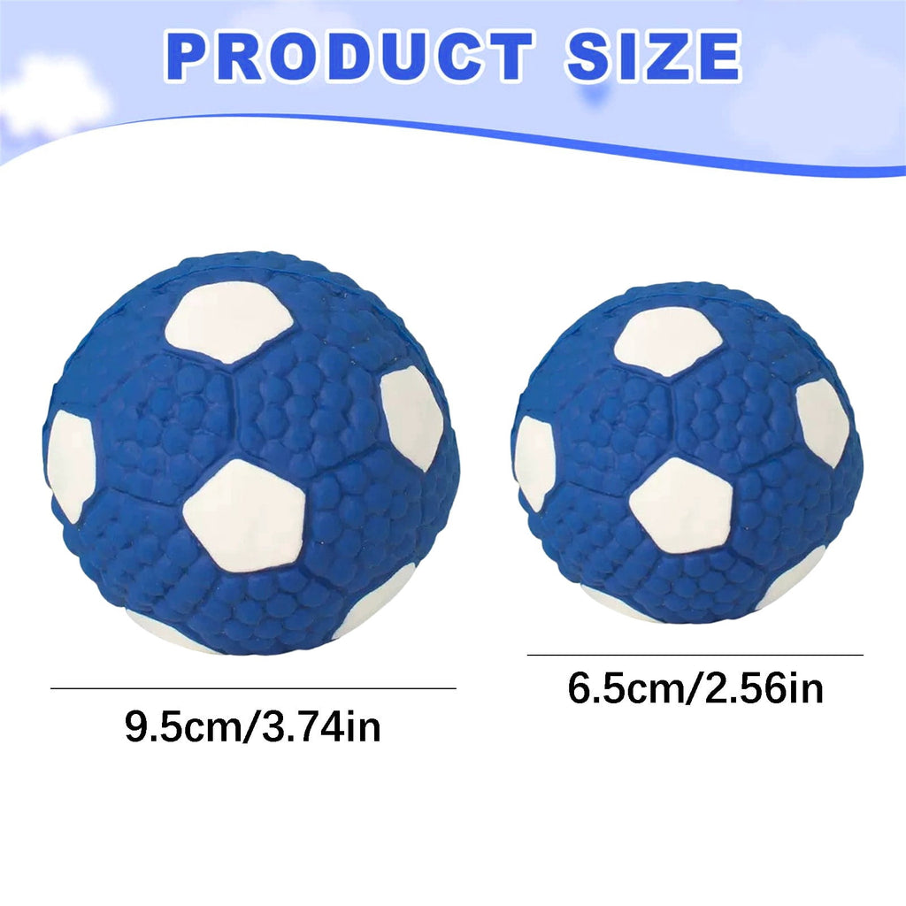 Blue Soccer Ball Rubber Dog Chew Toy with Squeaker – Durable Interactive Toy for Medium & Large Dogs, Size L